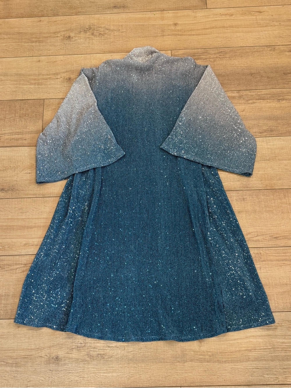 Anthropologie Ombré Shine Sequin Duster Kimono Cardigan Boho Glam Metallic NWT - Picture 5 of 7
